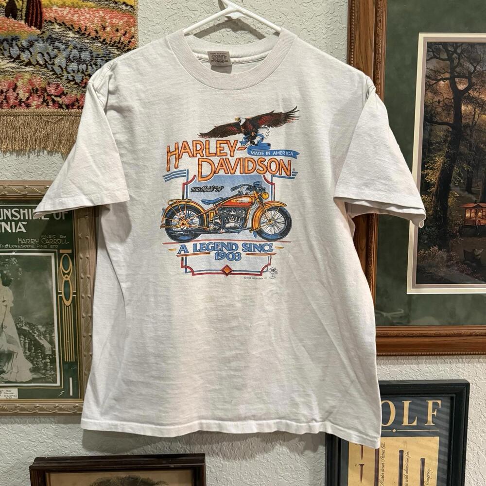 Vintage 1988 RARE Harley Davidson Shirt 3D Emblem Legend Model 74 Size Medium